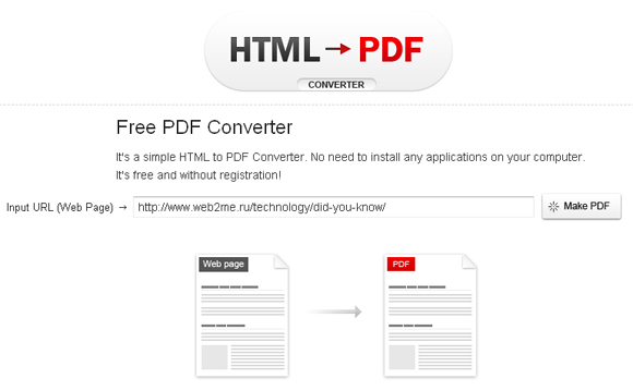 Онлайн конвертор в PDF из HTML
