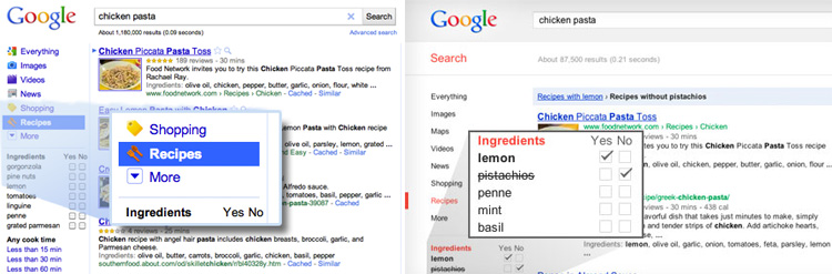 поиск по рецептам от Google