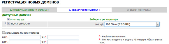 Регистрация домена в Regnic.name