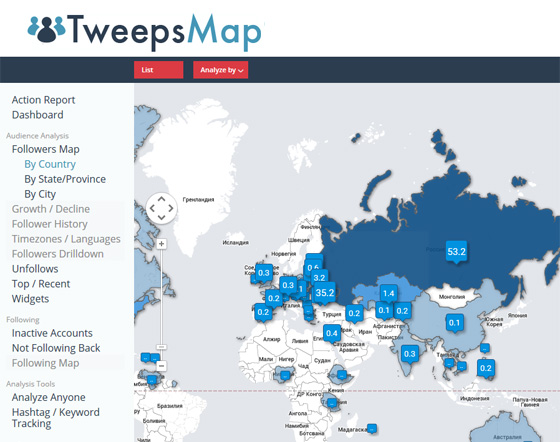 TweepsMap - узнайте откуда ваши подписчики