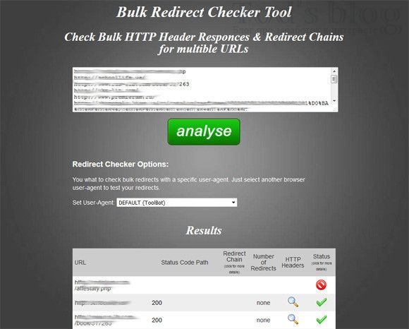 Bulk Redirect Checker Tool
