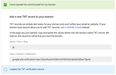 Подтверждение прав на домен в G Suite