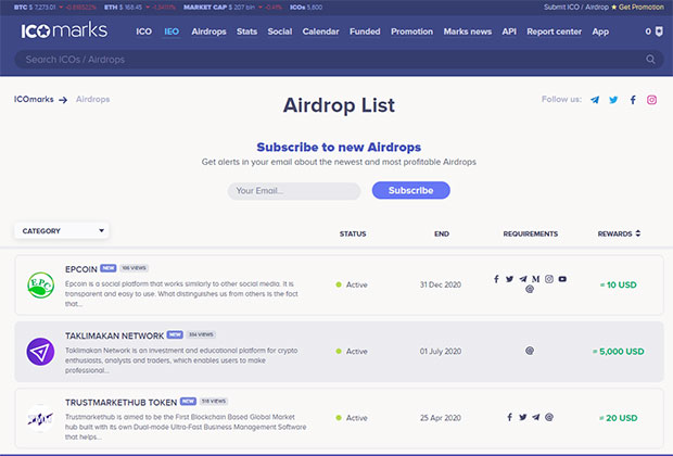 Icomarks Airdrops