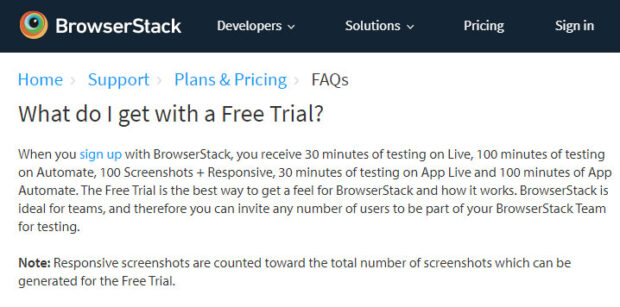 Триальная версия BrowserStack